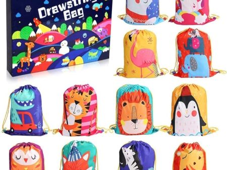 12 PCS Kids Party Favor Bags for Birthday Party Gift Drawstring Goody Package with Cartoon Animal T19 For Discount