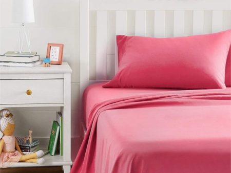 Amazon Basics Soft Microfiber Sheet Set with Elastic Pockets - Twin, Hot Pink CPF8 Online Sale