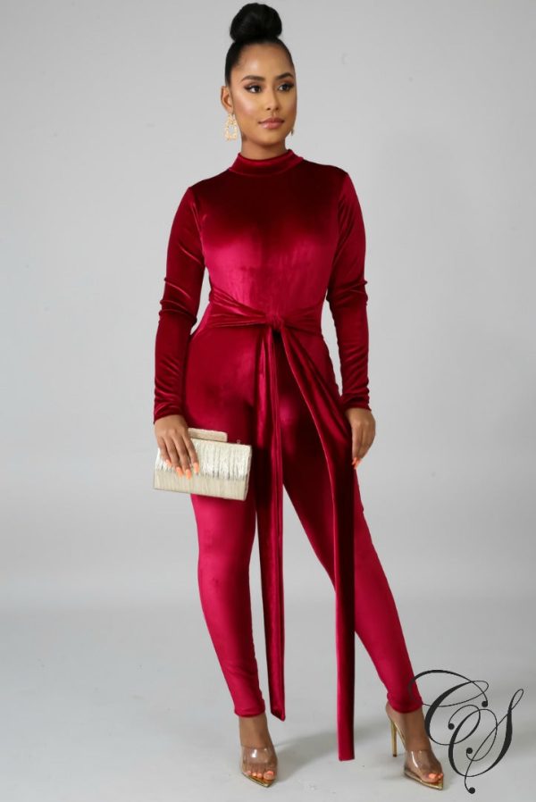 Tina Velvet Jumpsuit For Sale