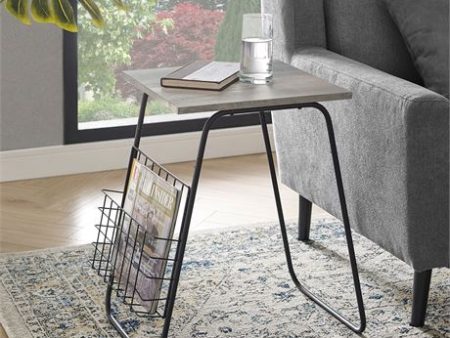 WALKER EDISON 16  Modern Side Table w  Holder Grey Wash Black, AF16APRSTGW Supply