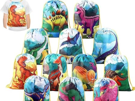 12 PCS Kids Dinosaur Party Favor Bags for Birthday Party Drawstring Package Dinosaur Goody Bag Gifts T24 Online Hot Sale