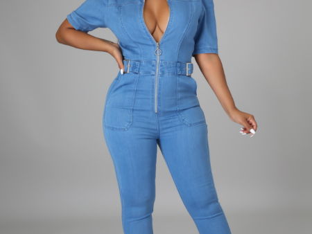 Agatha Bodycon Denim Jumpsuit Discount