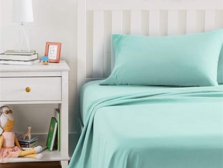 Amazon Basics Soft Microfiber Sheet Set with Elastic Pockets - Twin, Light Jade Green GK8Y For Cheap