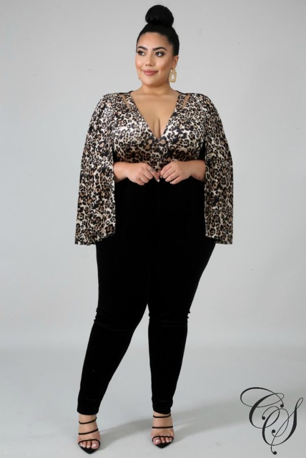 Kataleya Cheetah Cape Jumpsuit Supply