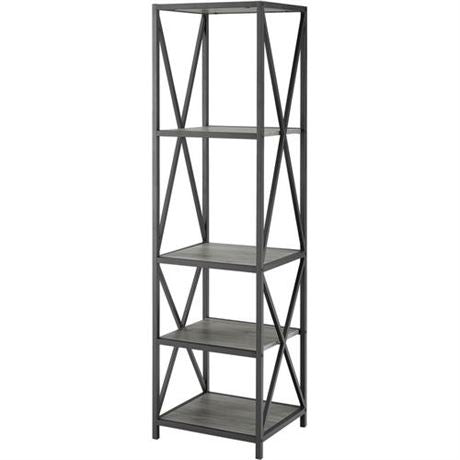 WALKER EDISON 61  Metal X Tower Bookcase in Slate Grey, BST18XMWSG Online