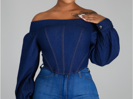 Essence Off The Shoulder Denim Top Online Sale