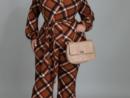 Harlow Plaid Self Tie Jumpsuit on Sale