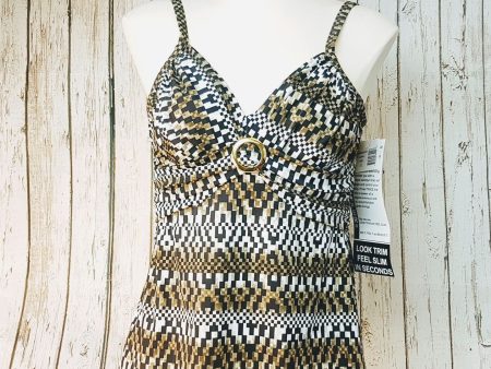 NEW, TRIMSHAPER Women s Cara Checker Tankini in BROWN - SIZE 10 Supply