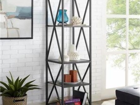 WALKER EDISON 61  Metal X Tower Bookcase in Slate Grey, BST18XMWSG Online