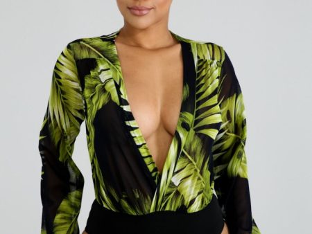 Dayle Sheer Palms Bodysuit Online Sale