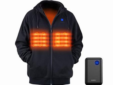 IUREK Heated Hoodie for Men Women, ZD940 Electric Heated Jacket with 10000mAh Battery Pack, 3 Heating Levels, Soft Heated Body Warmer for Outdoors SIZE SMALL For Discount