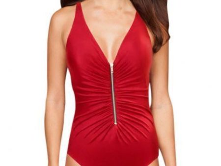 NEW, TRIMSHAPER Zoe One Piece Swimsuit in RUBY RED - CHOOSE SIZE For Sale