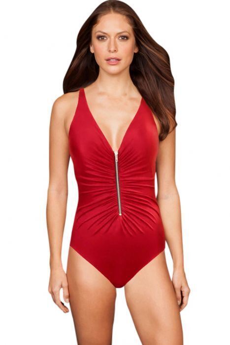 NEW, TRIMSHAPER Zoe One Piece Swimsuit in RUBY RED - CHOOSE SIZE For Sale