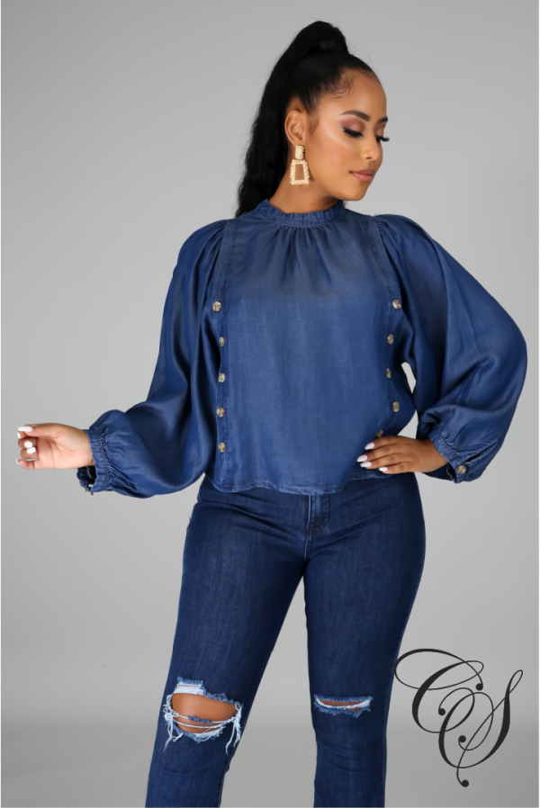 Bri Denim Top Hot on Sale