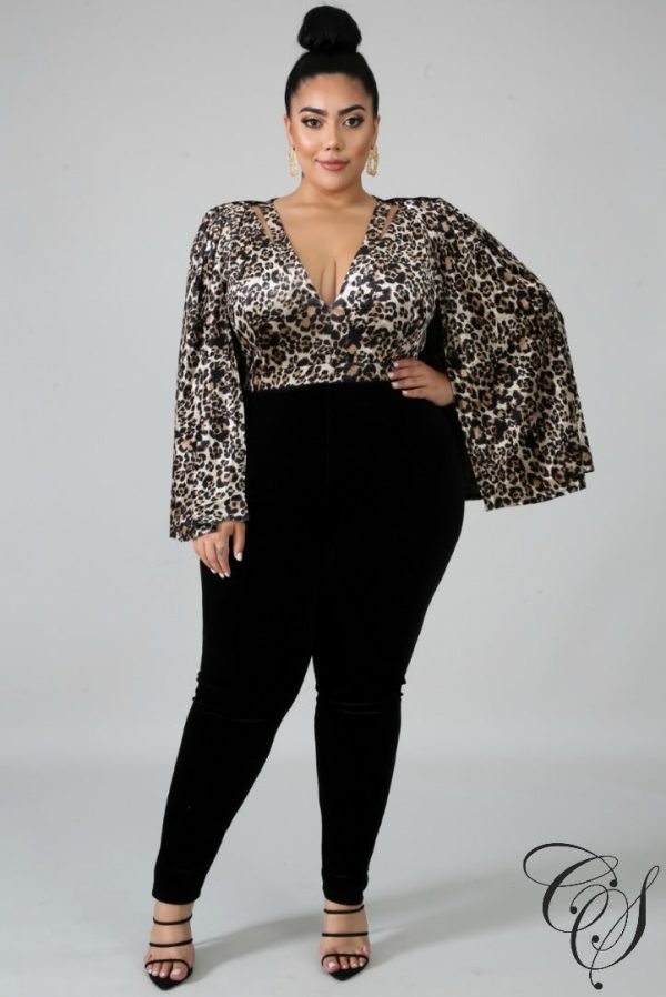 Kataleya Cheetah Cape Jumpsuit Supply