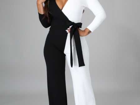 Ophelia Black and White Wrap Jumpsuit Sale