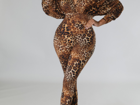 Rwanda Animal Print V Neck Jumpsuit on Sale