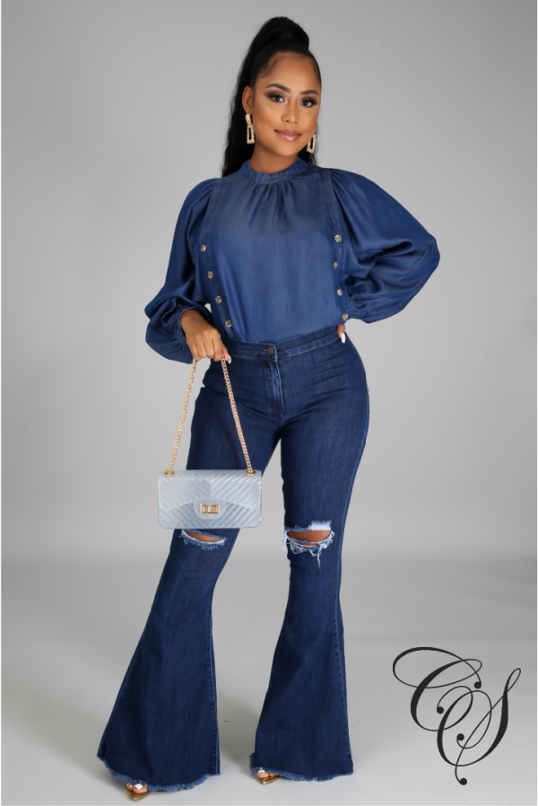 Bri Denim Top Hot on Sale