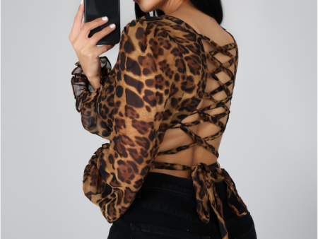 Finley Leopard Back Lace Up Crop Top Cheap