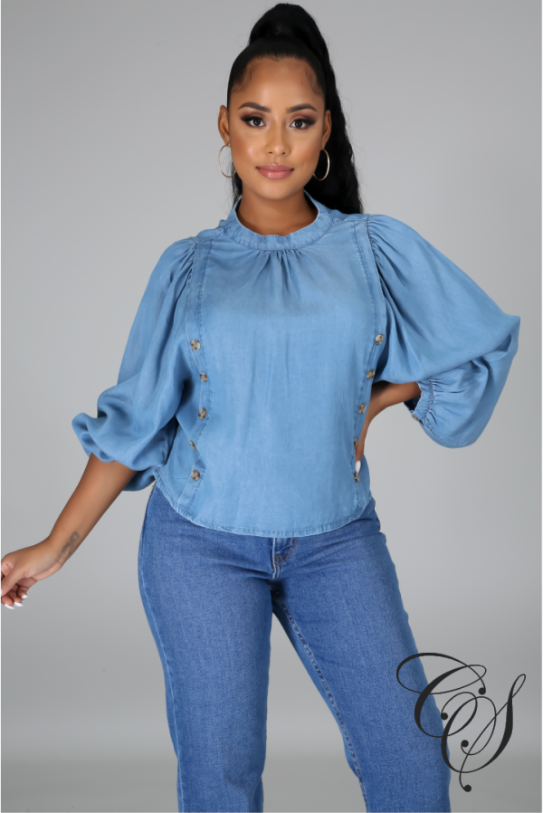 Bri Denim Top Hot on Sale