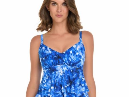 NEW, TRIMSHAPER Women s Blue Shibori Rylee Tankini, BLUE - SIZE 10 Online Sale