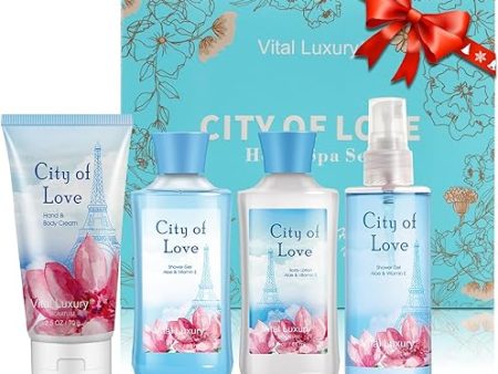 Vital Luxury Bath & Body Kit, 3 Fl Oz, Ideal Skincare Gift Home Spa Set, Includes Body Lotion, Shower Gel, Body Cream, and Fragrance Mist (Cityoflove) Online Sale