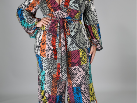 Leyla Multi Color Snakeskin Print Jumpsuit Online Sale