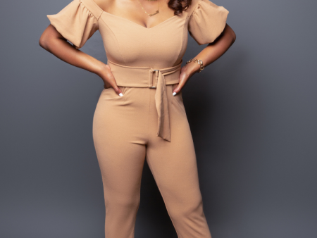 Christine Short Puff Sleeves Jumpsuit Sale