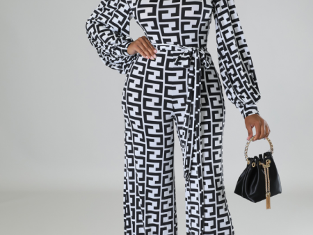 Marinda Monochrome Print Jumpsuit For Cheap