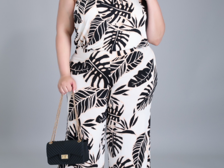 Daria Tropical Leaf Print Tube Top Jumpsuit Online Hot Sale