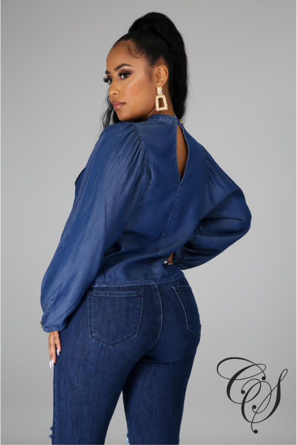 Bri Denim Top Hot on Sale