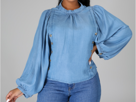 Bri Denim Top Hot on Sale