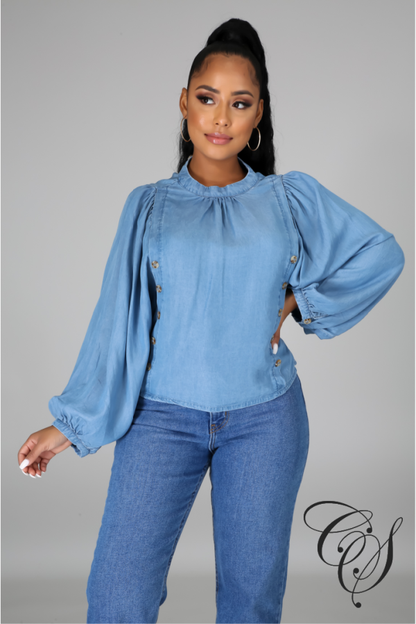 Bri Denim Top Hot on Sale