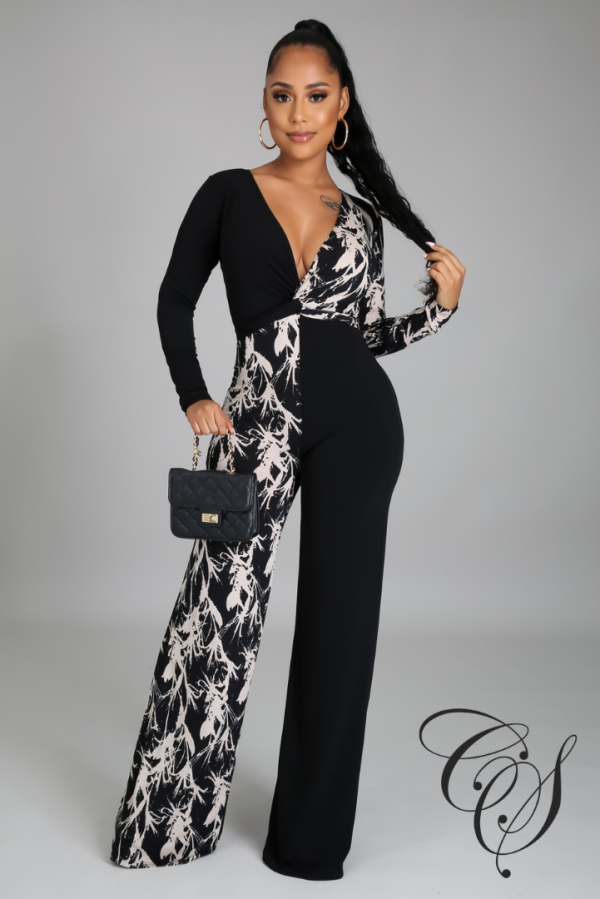 Andra Monochrome Abstract Jumpsuit For Sale