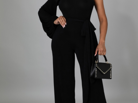 Deniece One Shoulder Tie Waist Jumpsuit Online