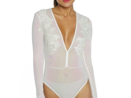 Benita Beaded Floral Patch Bodysuit Hot on Sale