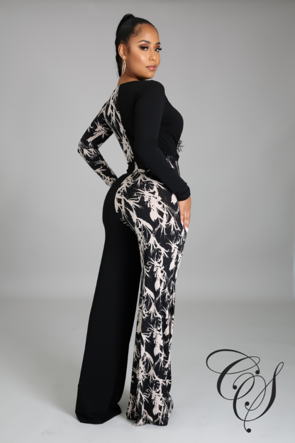 Andra Monochrome Abstract Jumpsuit For Sale